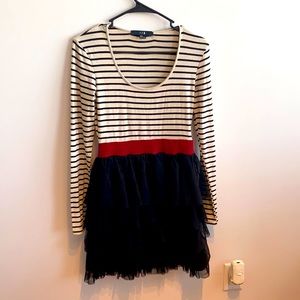 Cute Black & White Striped TuTu Dress